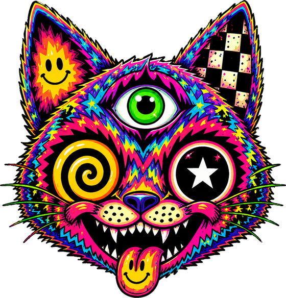 Metakittyz psychedelic cat mascot